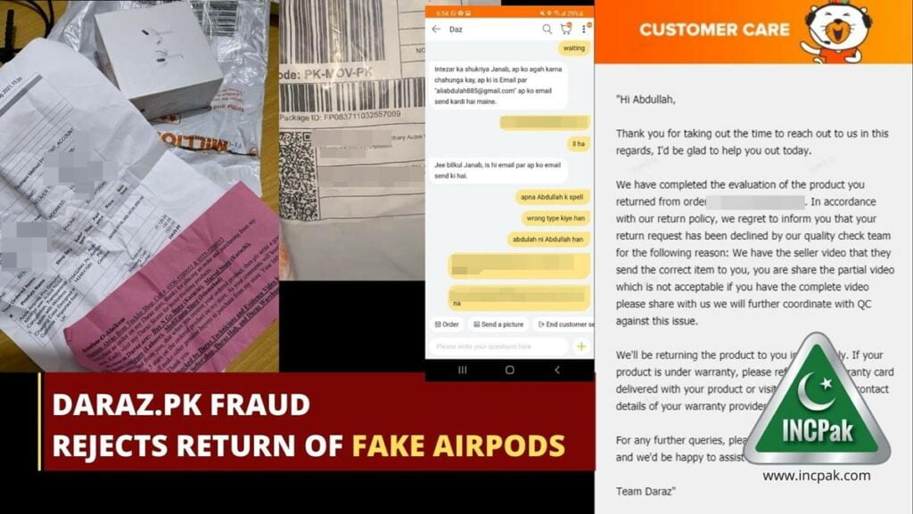 Daraz.pk Return, Daraz.pk Fraud, Daraz.pk Fake Airpods