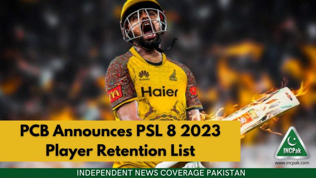 PSL 8 Retention List,  PSL 8, PSL 2023 Retention List, PSL 2023, Babar Azam