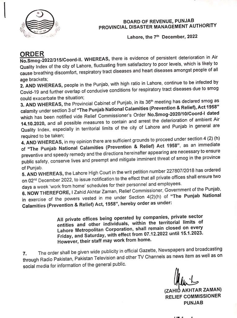Offices in Lahore Closed, Lahore Offices Closed, Work From Home in Lahore