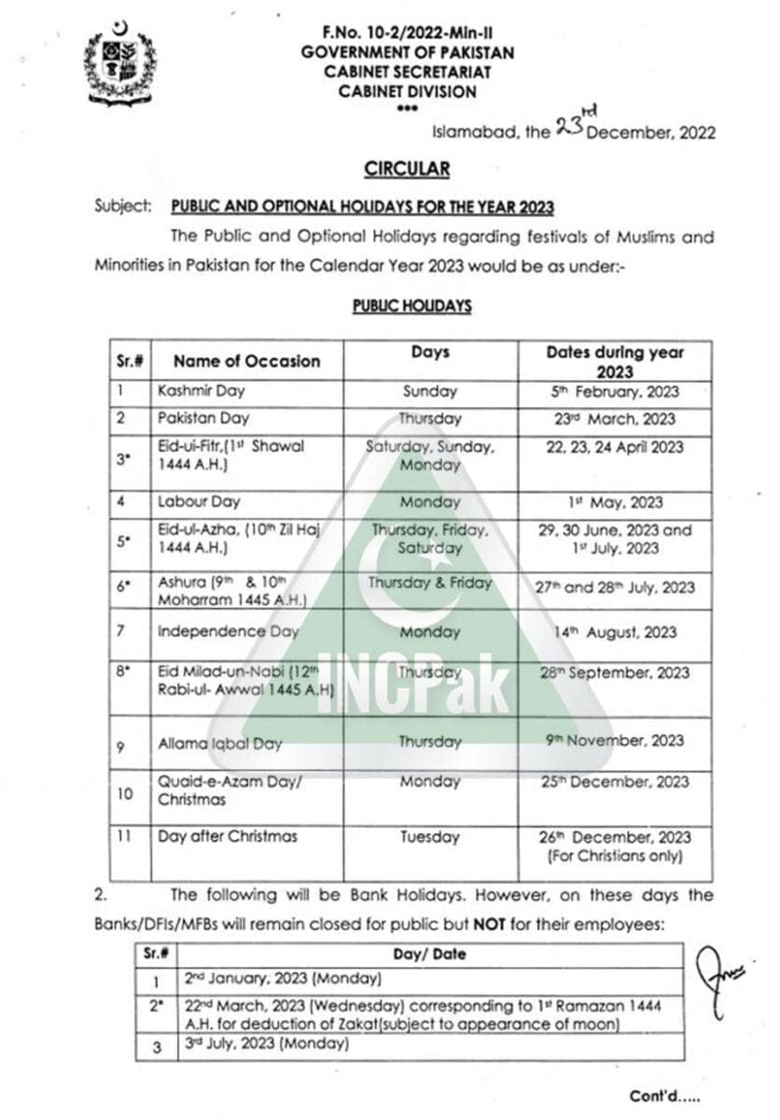 Public Holidays in Pakistan 2023, Public Holidays, Eid ul Azha Holiday 2023, Eid ul Fitr Holiday 2023, Bank Holiday 2023, Public Holidays 2023