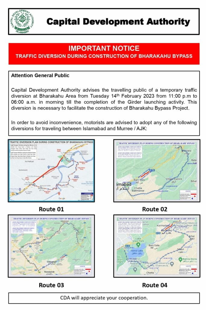 Bharakahu Bypass, Islamabad Traffic Plan