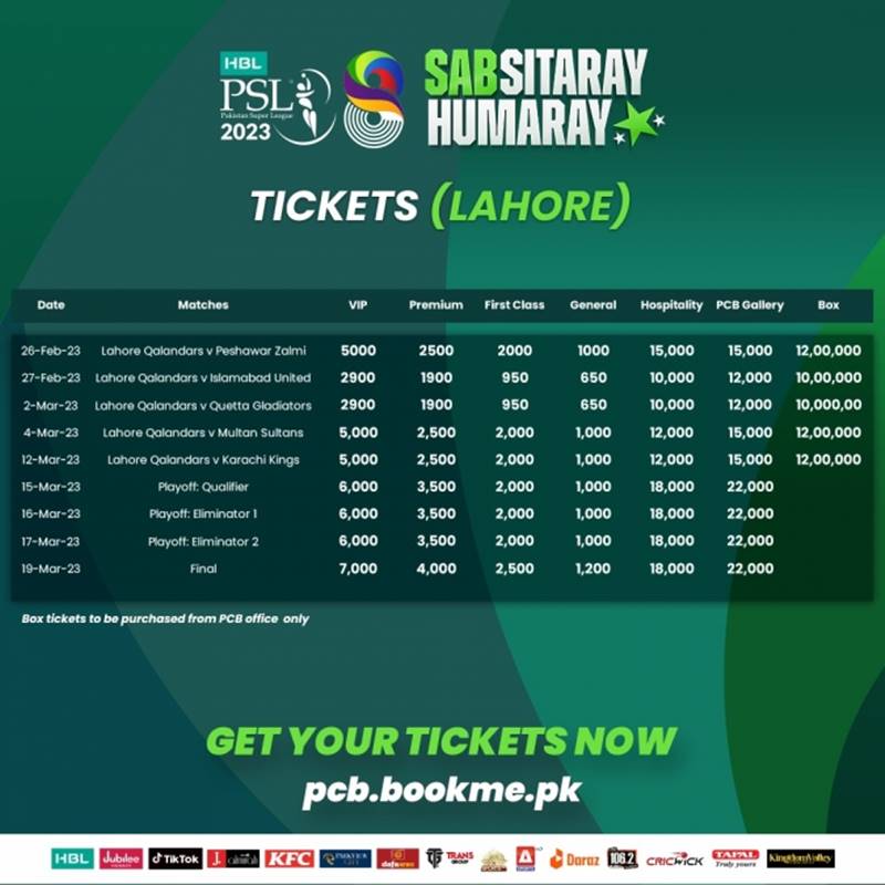 PSL 8 Tickets, PSL 2023 Tickets, Lahore, Rawalpindi