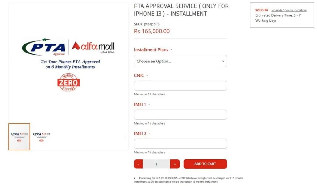 Get Your Phone's PTA Approval on Installment Plan via Alfa Mall - INCPak