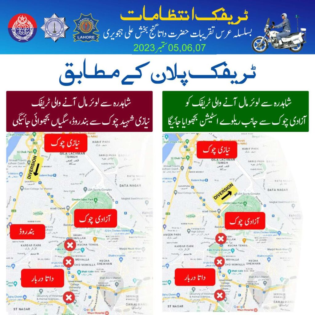 Lahore Traffic Plan, Lahore Traffic Plan Urs, 7 September 2023