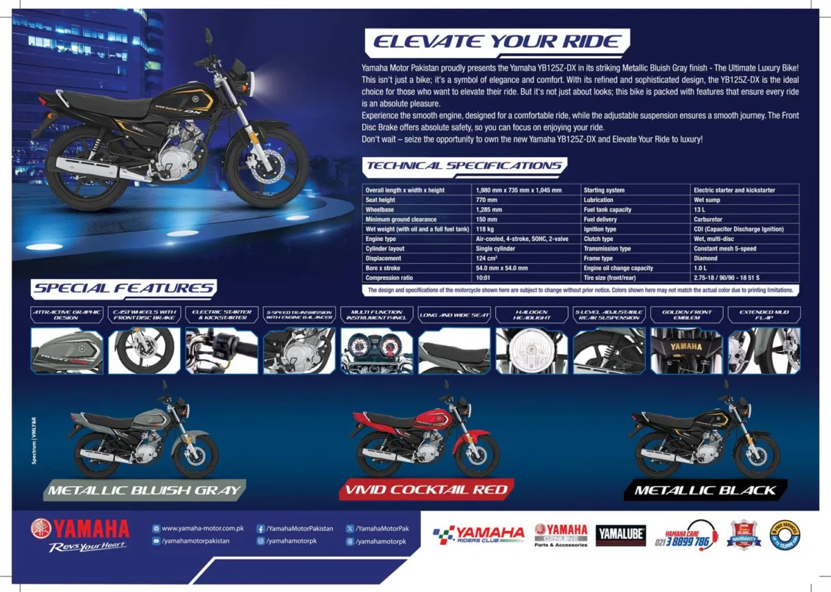Yamaha YB 125Z DX 2024, Yamaha YB 125Z DX New Sticker, Yamaha YB 125Z DX New Color, Yamaha YB 125Z DX 2024 Metallic Bluish Gray