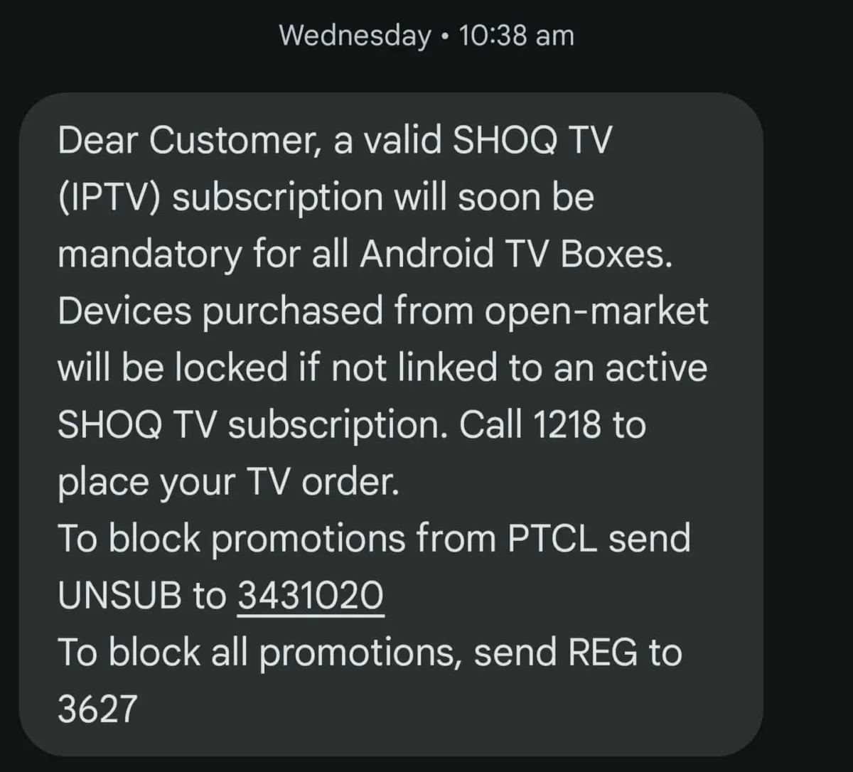 UPDATE: PTCL updated to all the customers that a valid SHOQ TV (IPTV) subscription will be mandatory for all Android TV boxes. Devices purchased from open-market will be locked if not linked to an active Shoq Tv subscription. Call 1218 to place your order.
