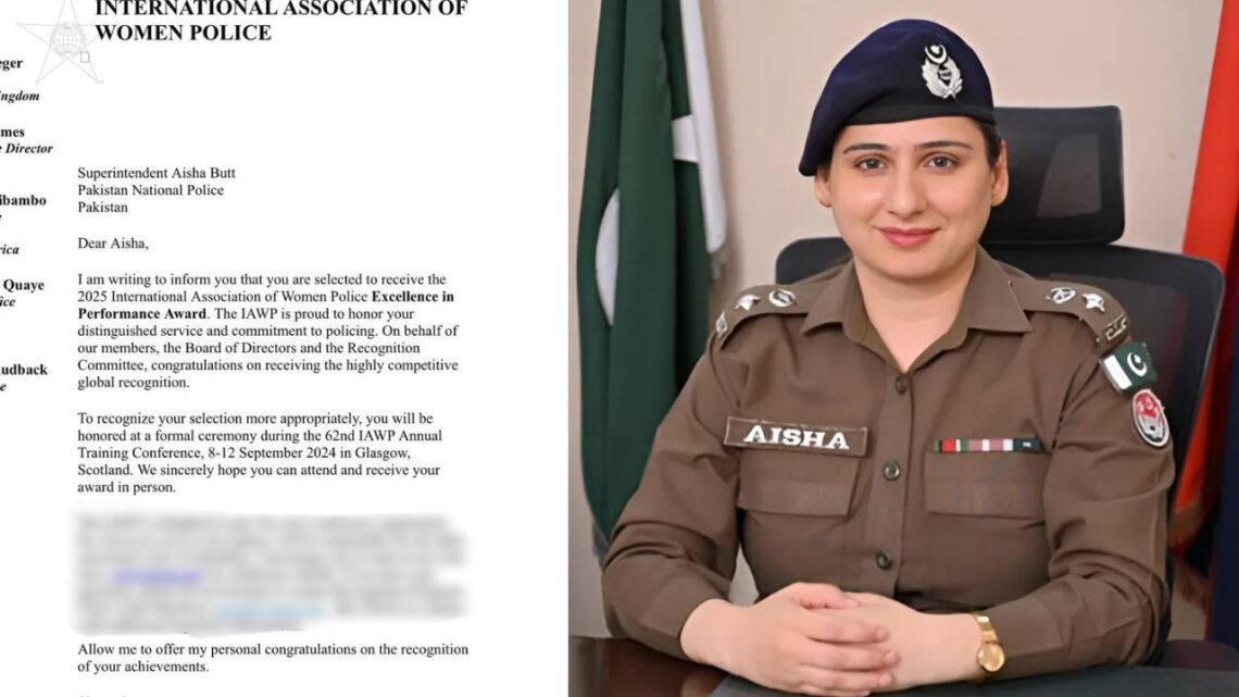Punjab Police Officer Aisha Butt Wins Global Award for Excellence