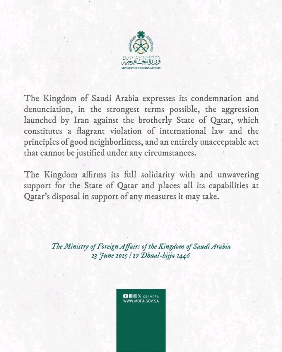 Saudi Arabia Statement