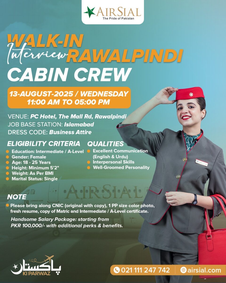 AIRSIAL   Walk In Interview Cabin Crew Rawalpindi