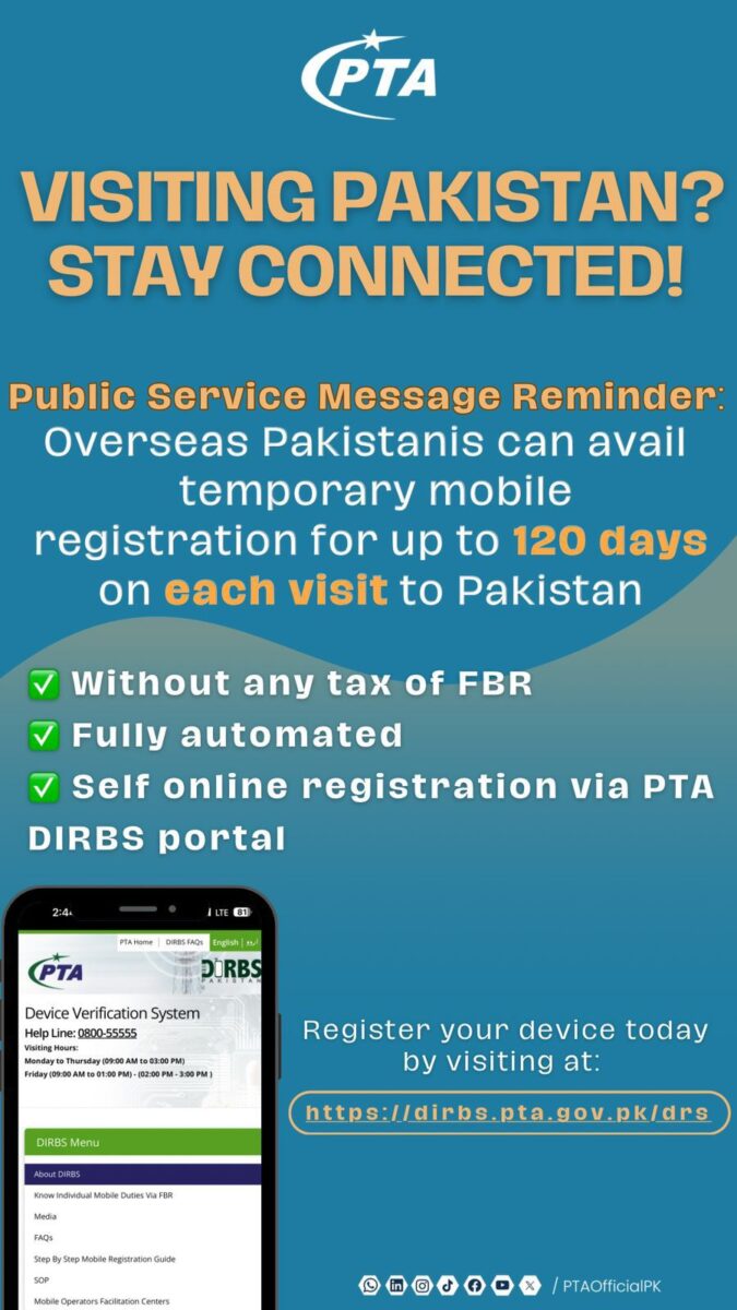 PTA Drops FBR Tax for Overseas Pakistani visitors