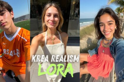 3 different people standing taking selfie AI Generated Image using Krea Realism Lora